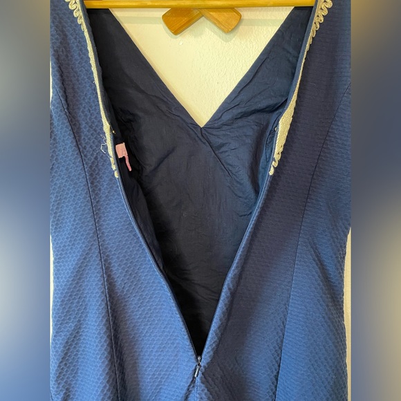 LILLY PULITZER Navy “Junie” Shift Dress with Gold Embroidered Detailing, Size 4 - Picture 7 of 16
